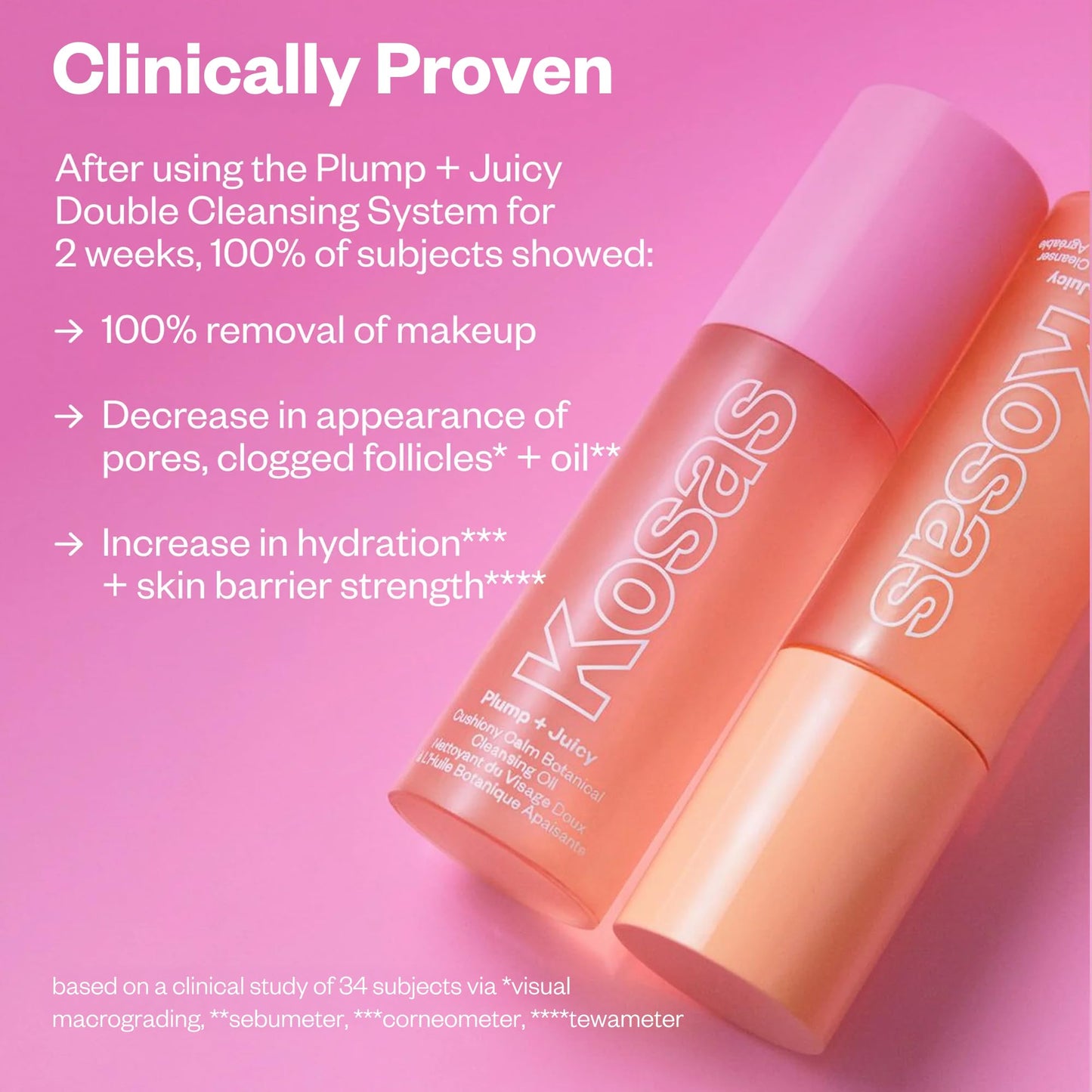 Kosas Plump + Juicy Cushiony Calm Botanical Cleansing Oil – Hydrating Makeup Remover for Sensitive Skin, Non-Greasy Oil Cleanser with Ceramides & Squalane for Soft, Soothed Skin