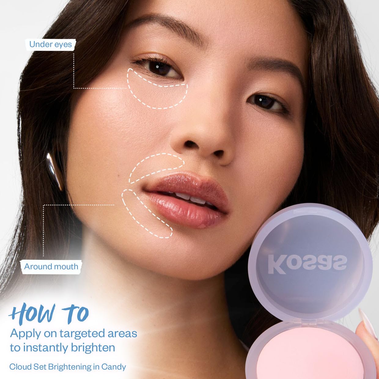 Kosas Cloud Set Brightening Baked Powder – Under Eye Setting Powder, Talc-Free Soft Focus Finish, Candy